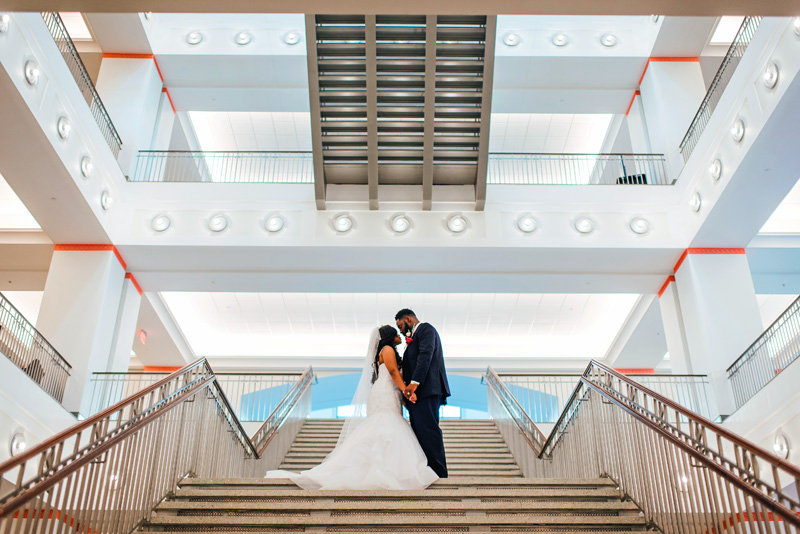 married couple on the Grand Staircase at the Main Library