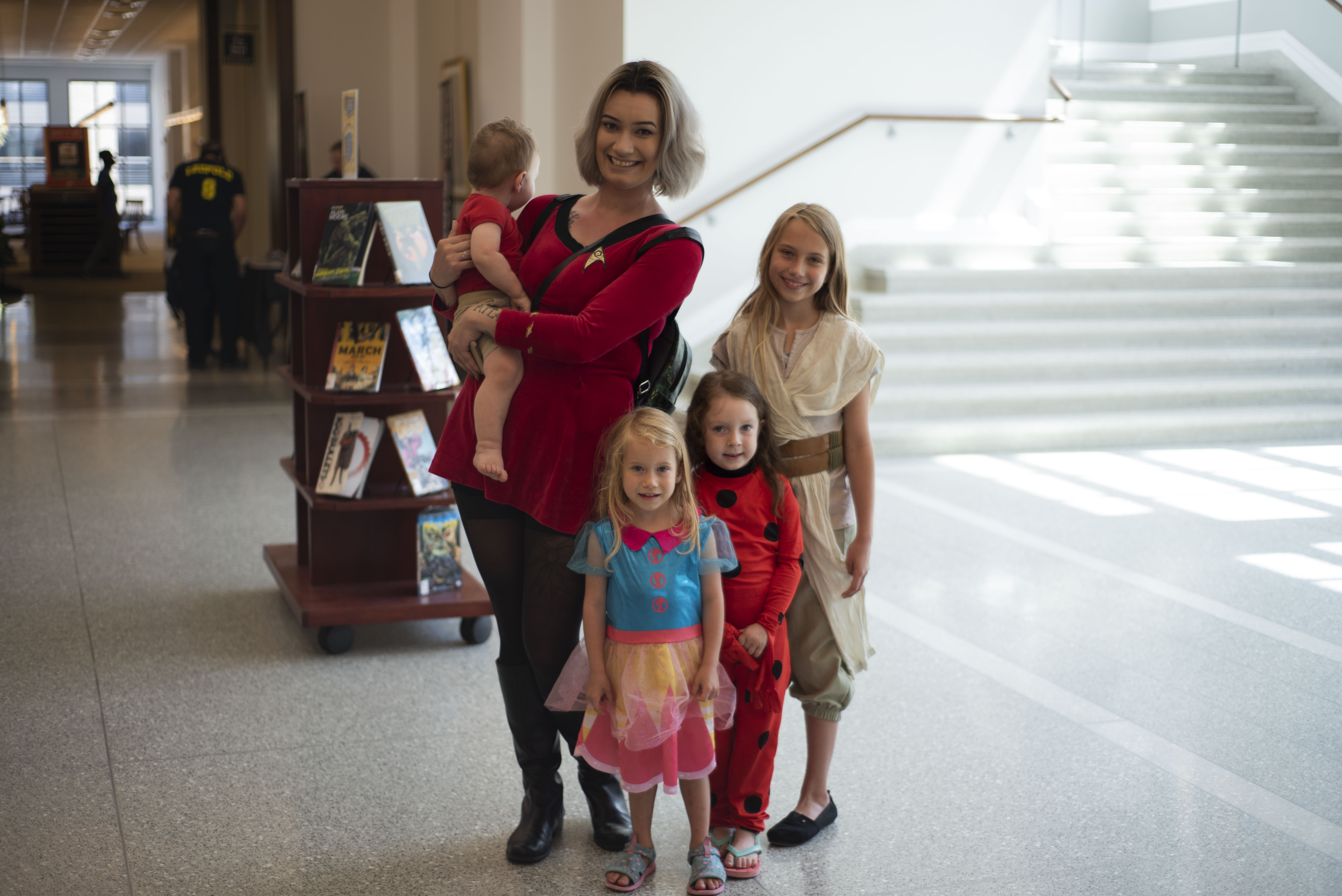 A family of cosplayers in the Main Library