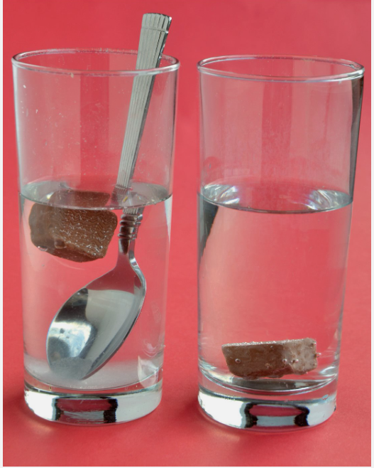 Candy bar in a cup of water