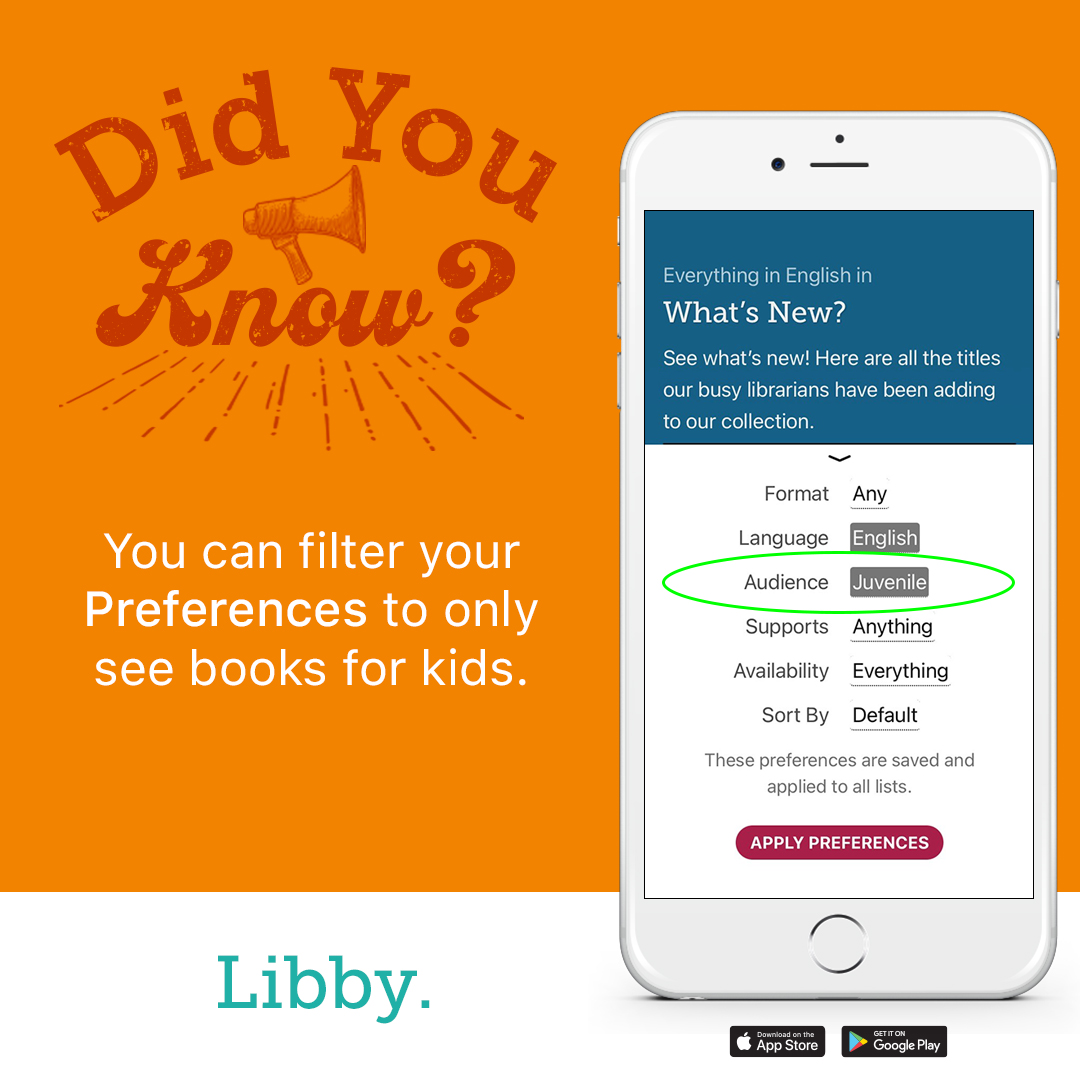 Did you know? You can filter your Preferences to only see books for kids.