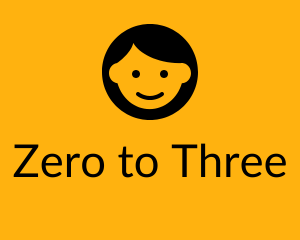 Link to Zero to Three Website. Icon image of a child on dark yellow background.
