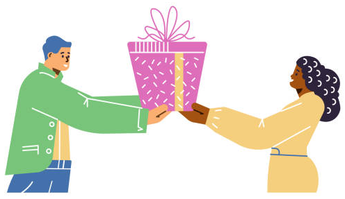 Illustration of a gift being exchanged