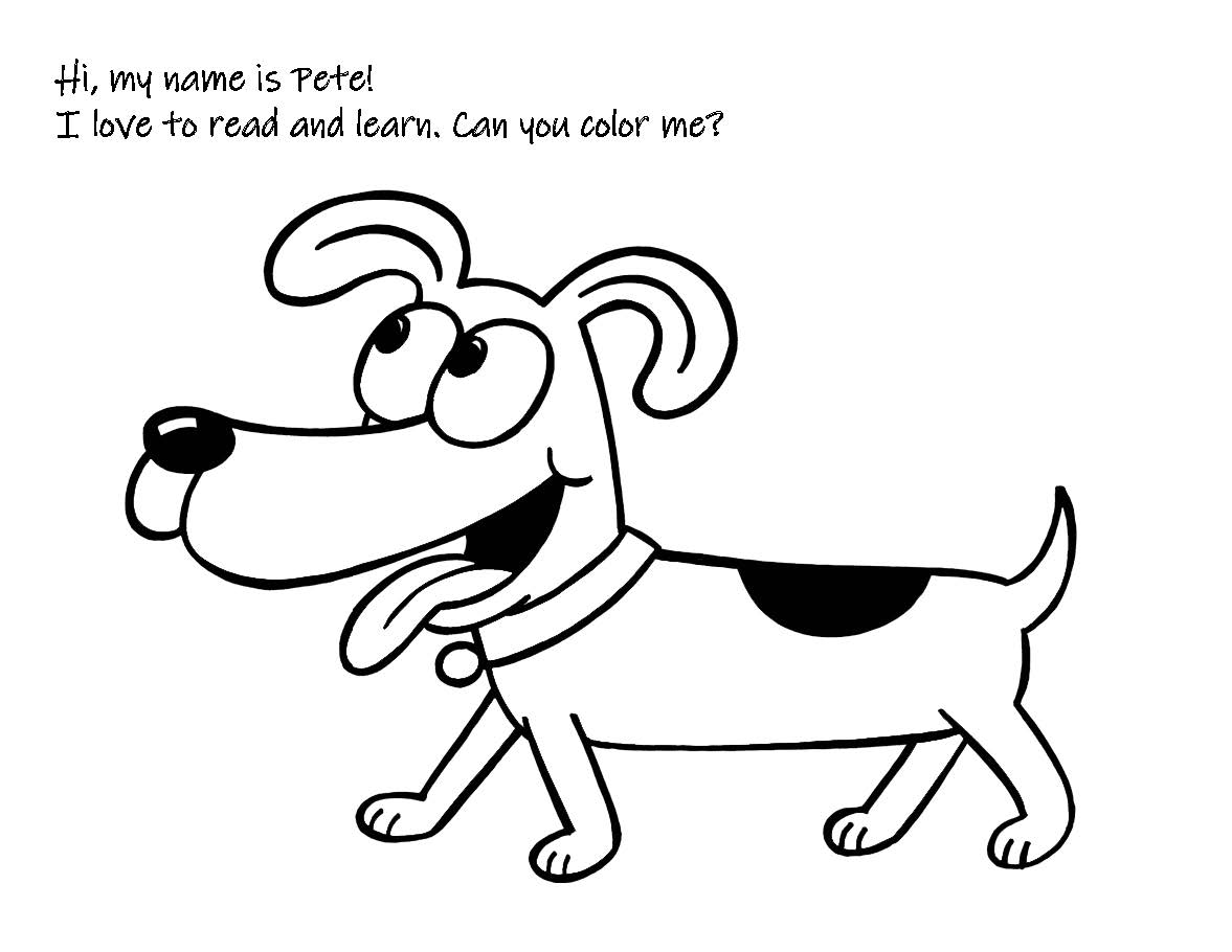 Pete the dog coloring page for JaxKids Book Club