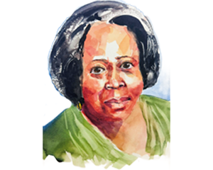 Watercolor portrait of Mrs. Johnnie Mae Chappell by Pablo Rivera