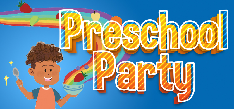 Preschool Party, features an illustration from the book