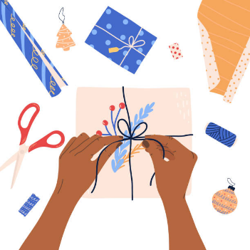 Illustration of gift wrapping