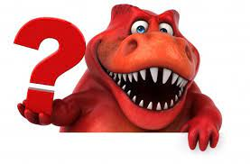 Red Dino With a Question Mark