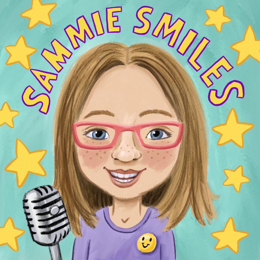 Sammie Smiles Podcast Graphic - Illustrated Blonde Girl Smiling