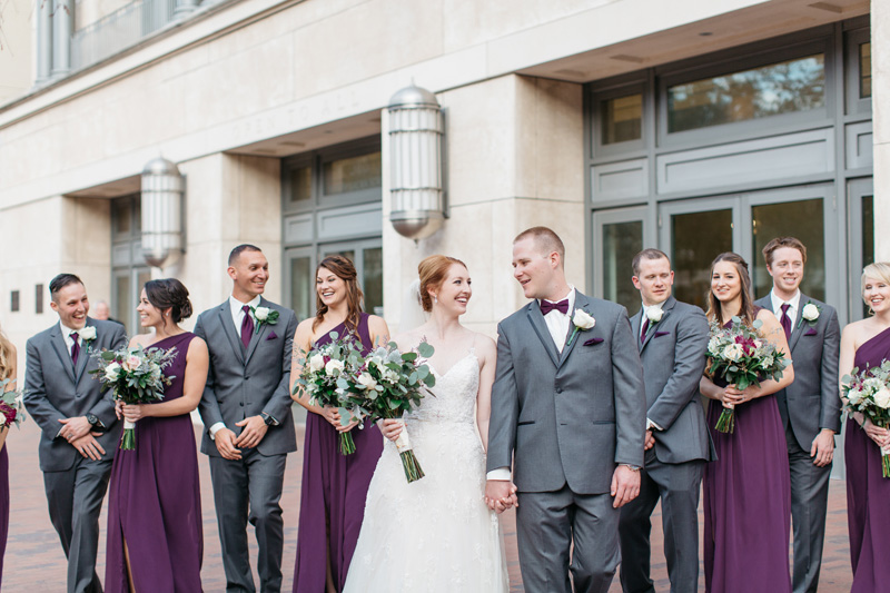 wedding party in front of the Main library