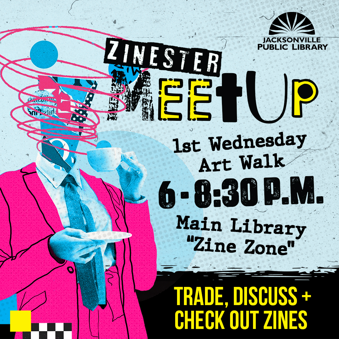 Zinester Meetup 1st Wednesday Art Walk 6-8:30 p.m. in the Zine Zone. Trade, Discuss and Check Out Zines!