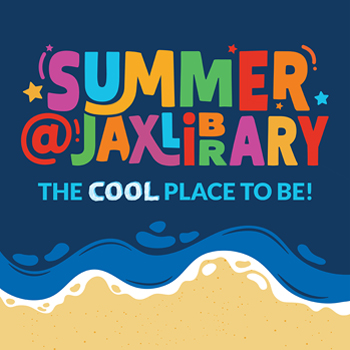 overhead illustration of a beach reading Summer at Jax Library