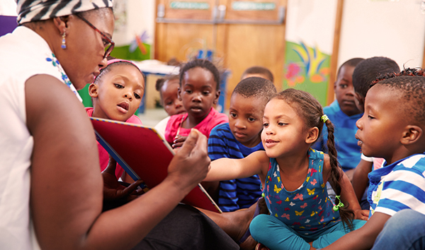 group of children learning through a Library outreach program