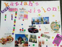 Colorful DIY vision board on a poster