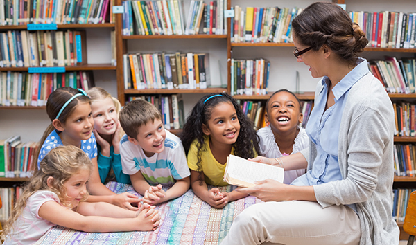 group of children learning at a Library afterschool outreach program