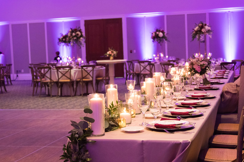 banquet tables set up for a wedding reception at the Main Library