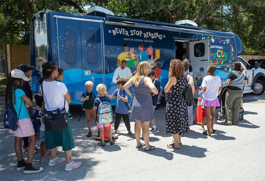 River City Readers Bookmobile Jax Library bookmobile at a bookmobile visit