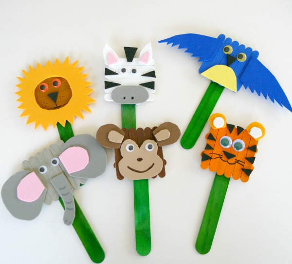 Craft Stick Animal Puppets