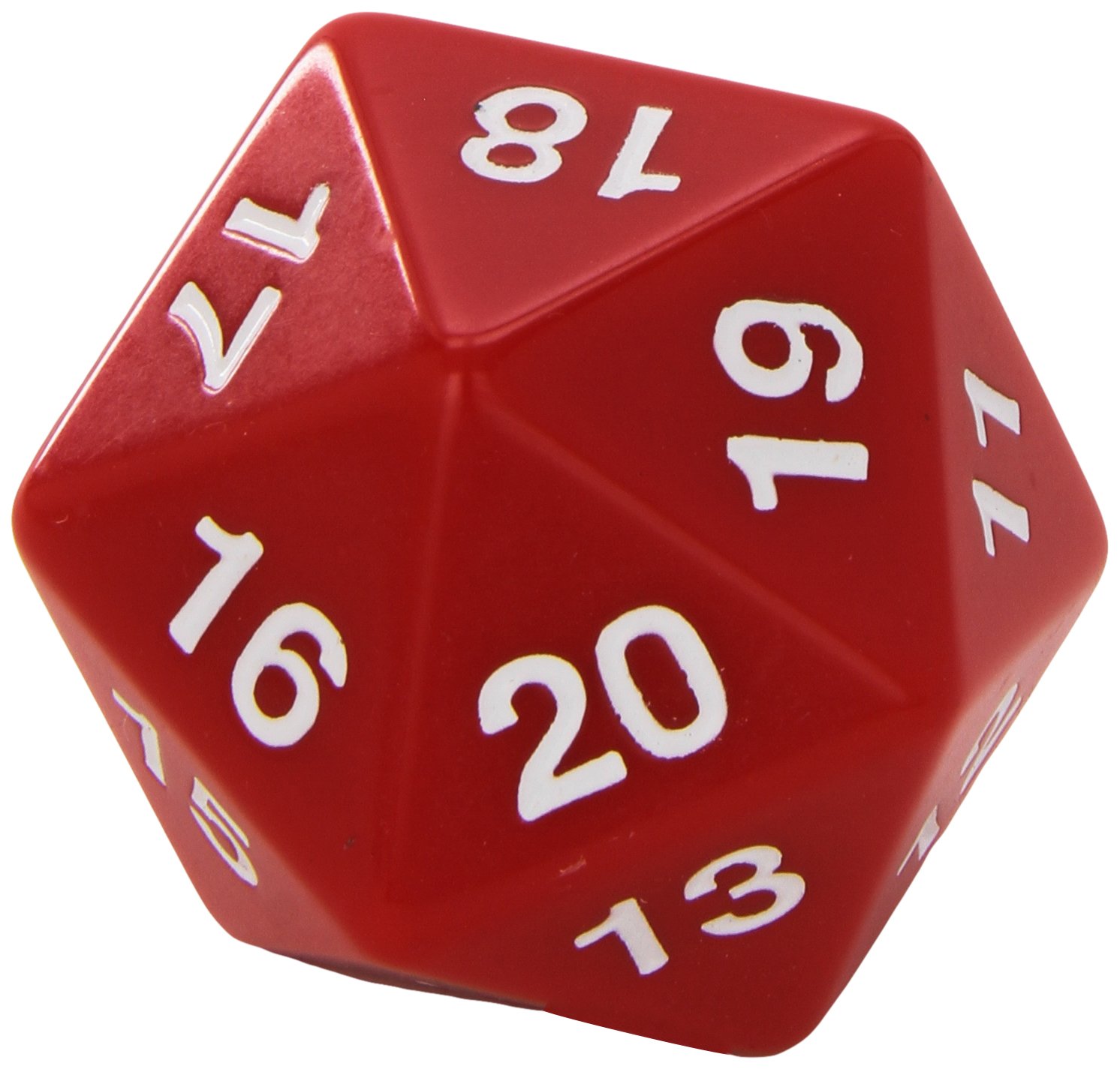 a red twenty-sided dice