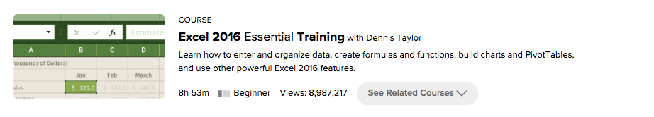 excel 2016 essential training with Dennis Taylor