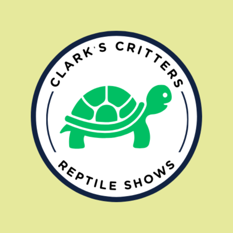 Clark's Critters Reptile Shows logo. Image features a tortoise.