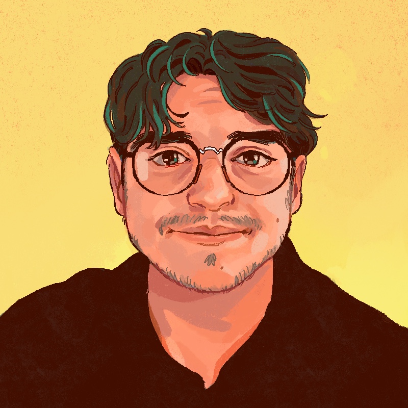 Comic book style self portrait of Abe Erskine