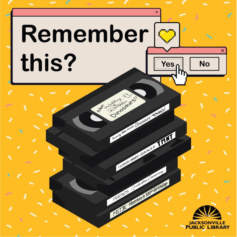 Remember this? Illustration shows a stack of VHS tapes