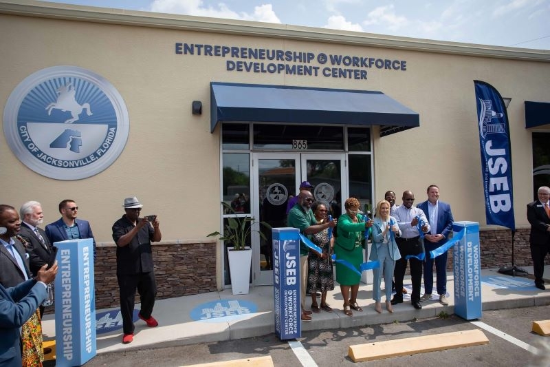 Ribbon cutting at Entrepreneurship Workforce Development Center