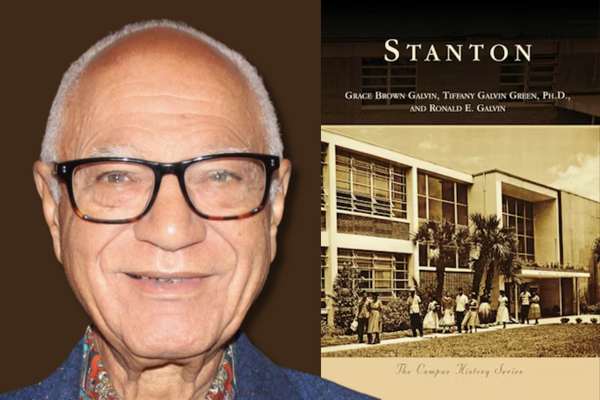 Ronald Galvin with the book cover for Stanton