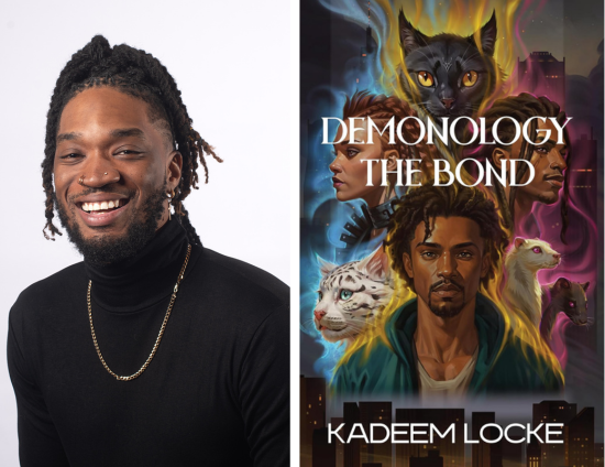 Author Kadeem Locke with his book, Demonology the Bond