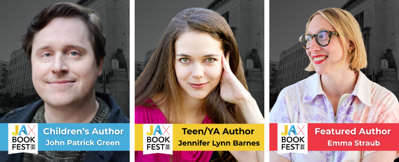Jax Book Fest 2026 featured authors Jennifer Lynn Barnes, John Patrick Green and Emma Straub