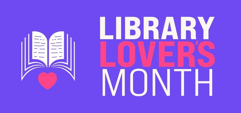 Library Lovers Month with a book and a heart