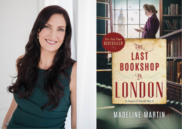 Madeline Martin with the cover of The Last Bookshop in London
