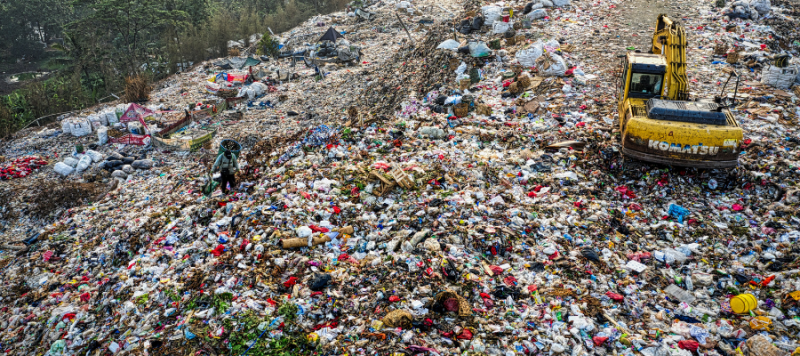 Massive landfill of plastic trash