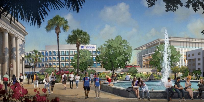 Artist rendering of proposed UF grad campus and semi conductor institute near Prime Osborne Convention Center