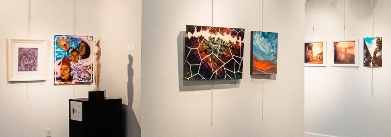 An image of the main gallery featuring artwork by educators of Duval County students.
