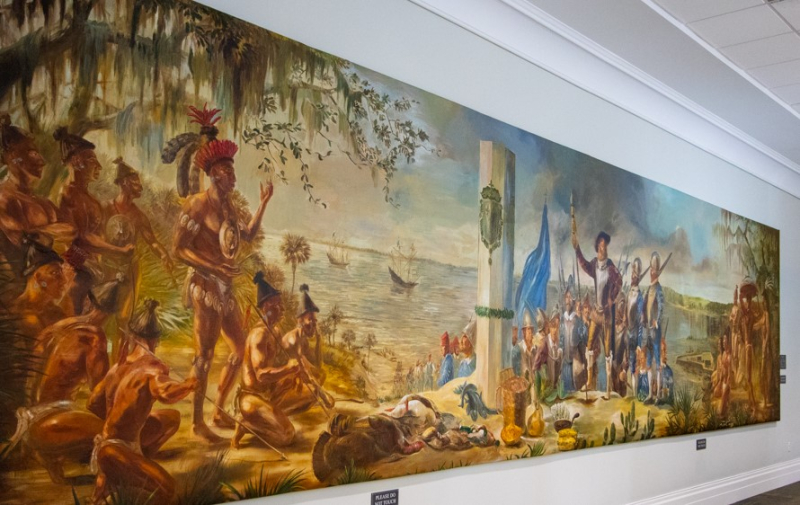 A painting depicting the Ribault landing