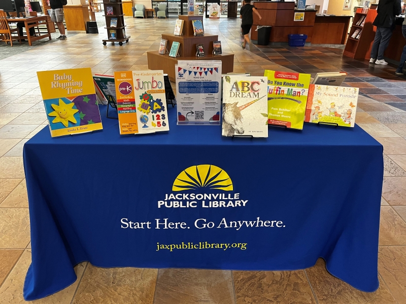 Photo of a library book display