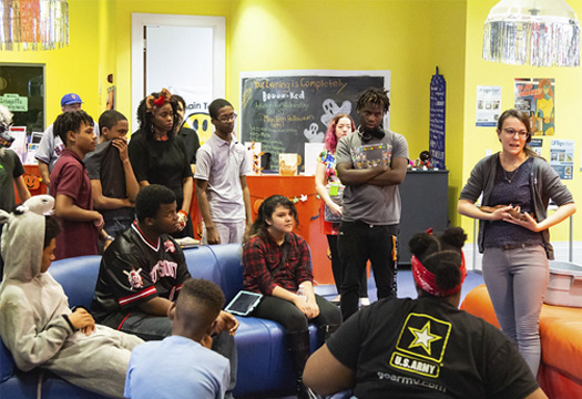 Afterschool Outreach high school students at Library presentation