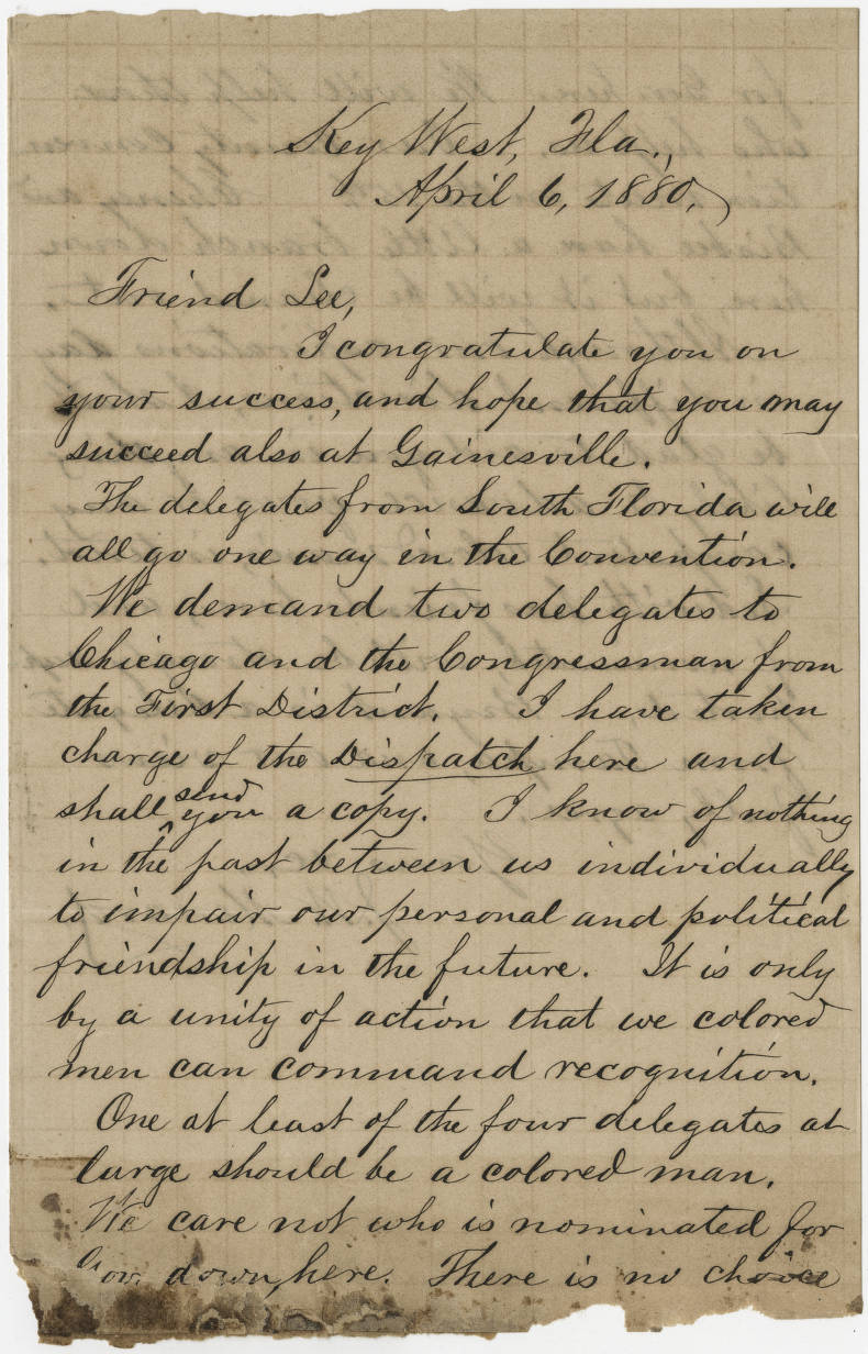 Letter regarding the political activities from April 6, 1880