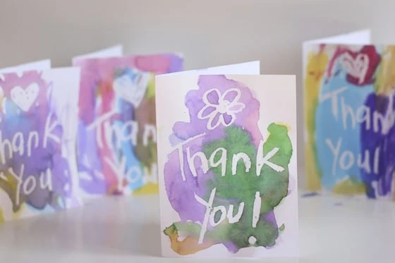 wax resist thank you cards
