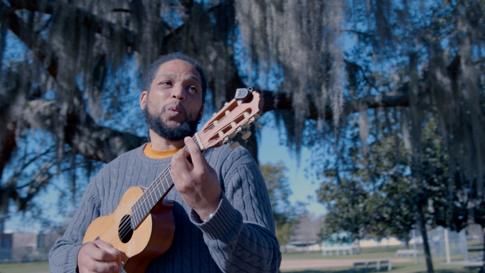 Mr. Joe with a ukelele