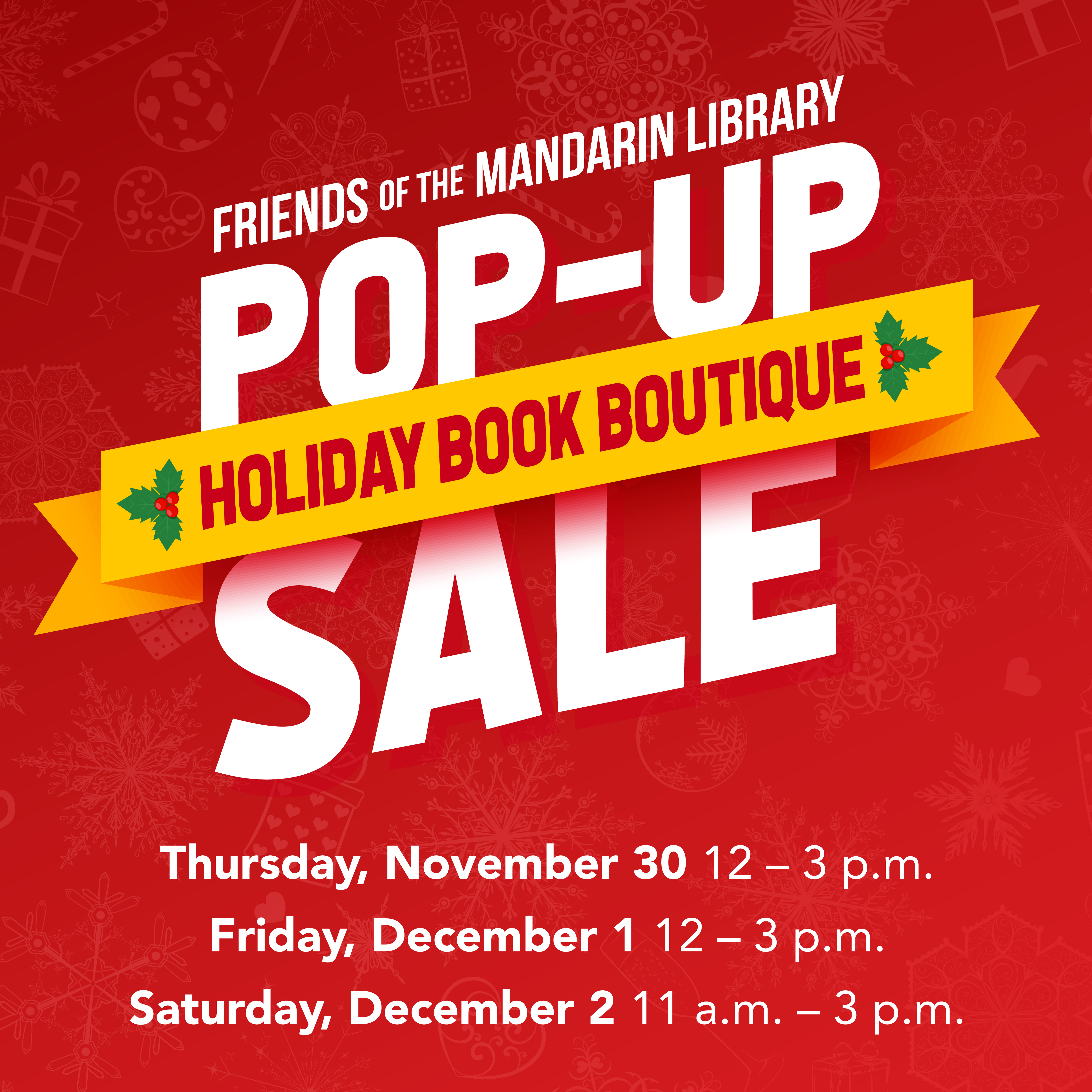 Friends of Mandarin Library Pop-Up Holiday Boutique Book Sale 