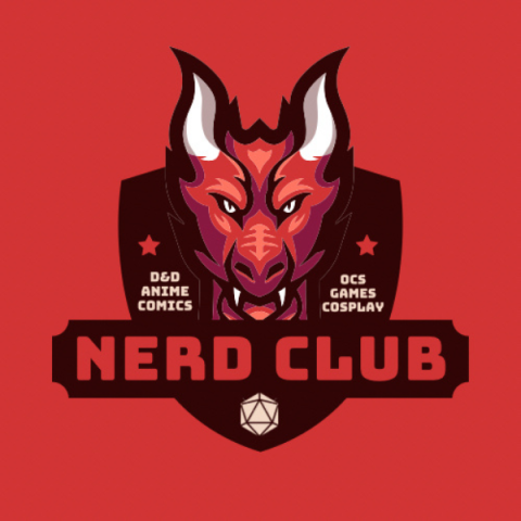 Nerd Club logo features a mounted dragon head