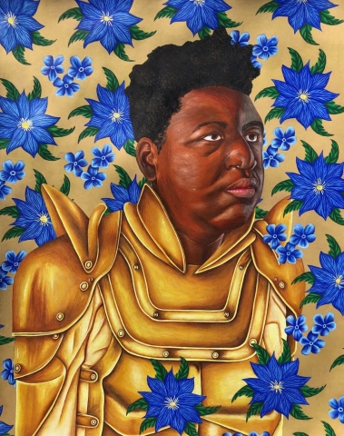 Painting of a young Black man in gold armor