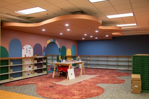 Role-Play Stage in the corner of the Highlands Regional Library children's area