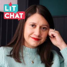 Photo of Rebecca Brenner Graham with a Lit Chat logo