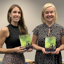Melanie Pelchat and Diana Anissina hold copies of New Beginnings