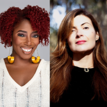 Two headshot photos, one for Nikesha Elise Williams (left) and one for Mona Awad (right)