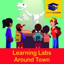 Illustration of Children Examining Dino Fossils - Learning Labs Around Town for Library Academy