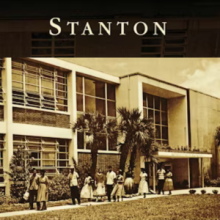 Stanton with an historical photo of the building, from the book cover